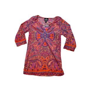 Angie Printed 3/4 Sleeve Tunic Top